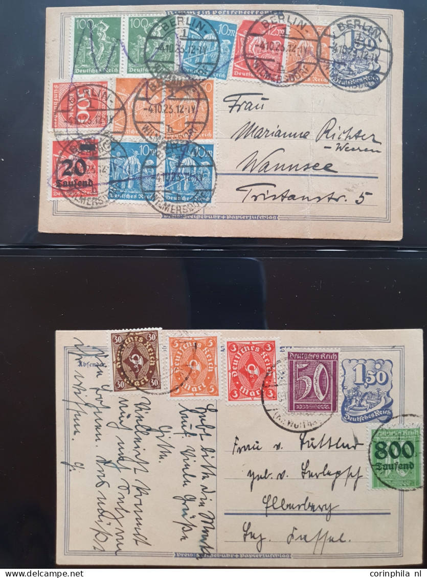 Cover 1920-1923 collection postal stationery infla, all used with and without additional frankings including better item