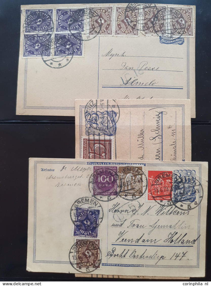 Cover 1920-1923 collection postal stationery infla, all used with and without additional frankings including better item