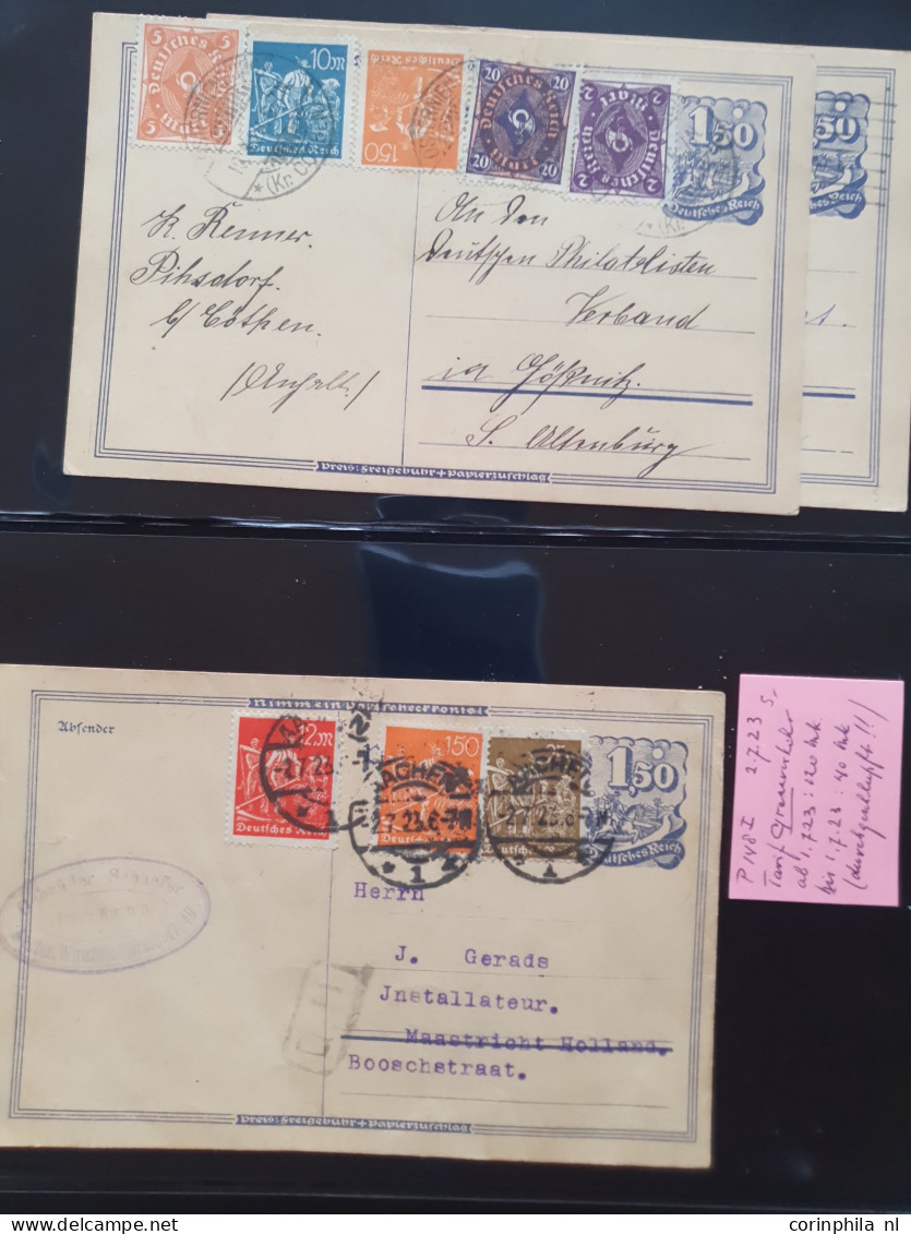 Cover 1920-1923 collection postal stationery infla, all used with and without additional frankings including better item