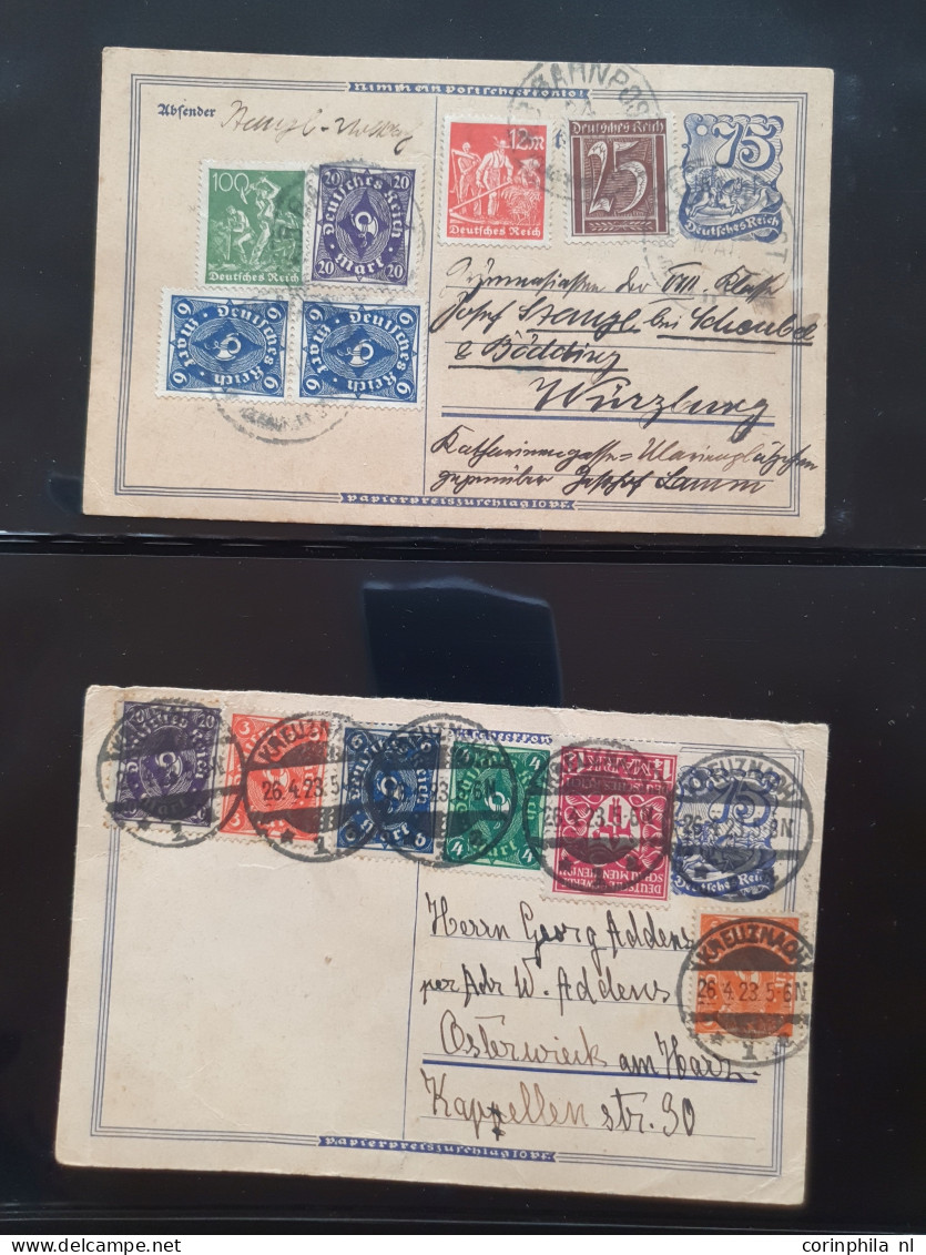 Cover 1920-1923 collection postal stationery infla, all used with and without additional frankings including better item