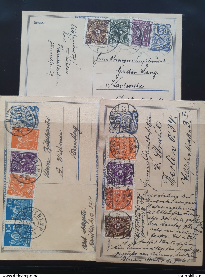 Cover 1920-1923 collection postal stationery infla, all used with and without additional frankings including better item