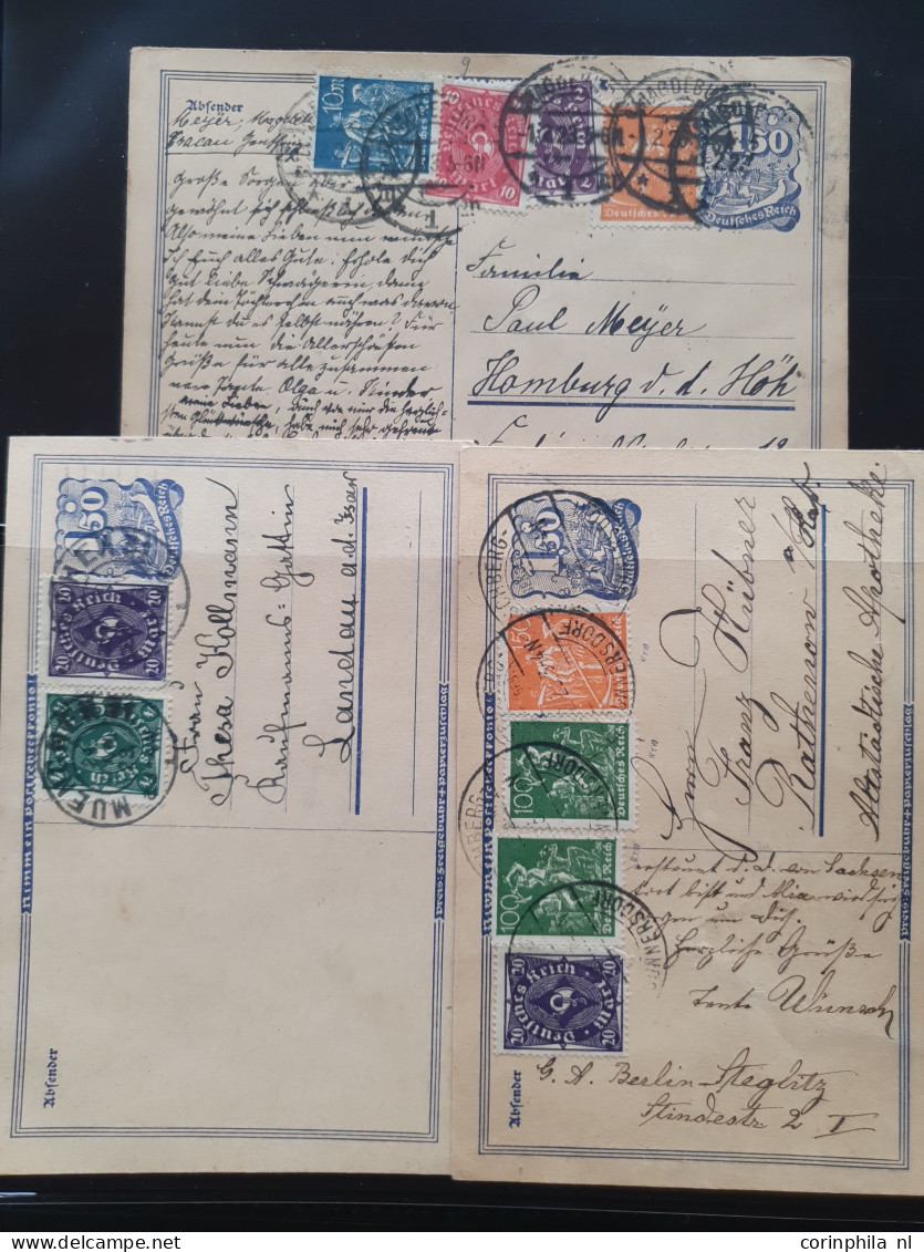 Cover 1920-1923 collection postal stationery infla, all used with and without additional frankings including better item