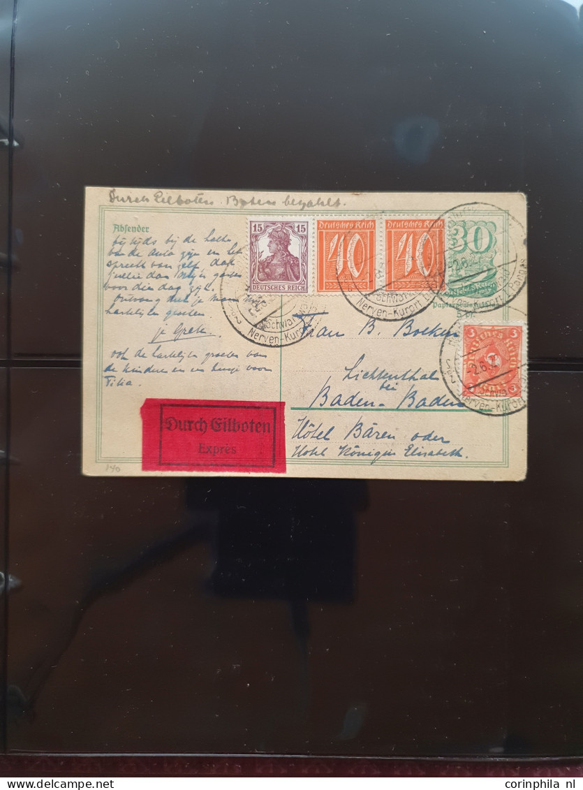 Cover 1920-1923 collection postal stationery infla, all used with and without additional frankings including better item