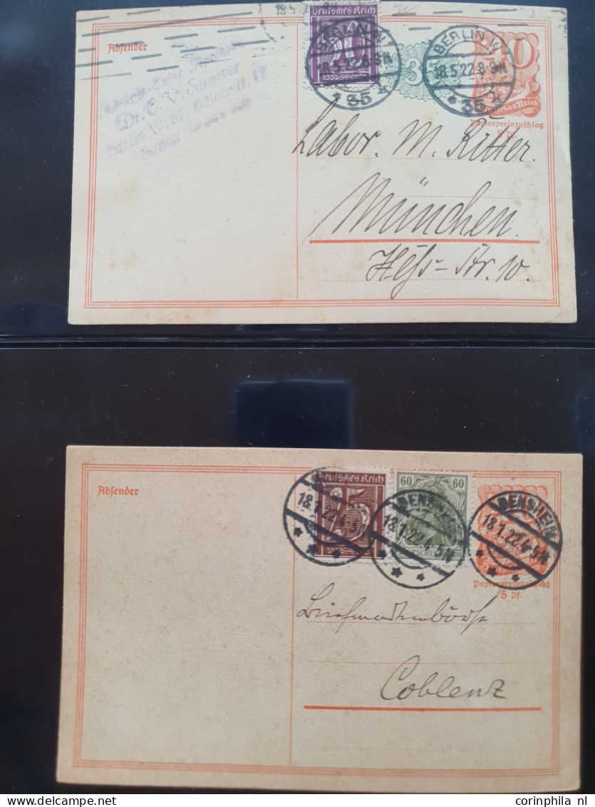 Cover 1920-1923 collection postal stationery infla, all used with and without additional frankings including better item