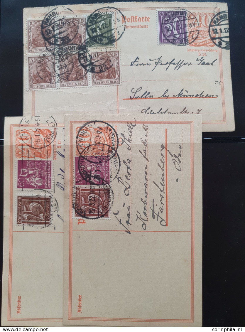 Cover 1920-1923 collection postal stationery infla, all used with and without additional frankings including better item