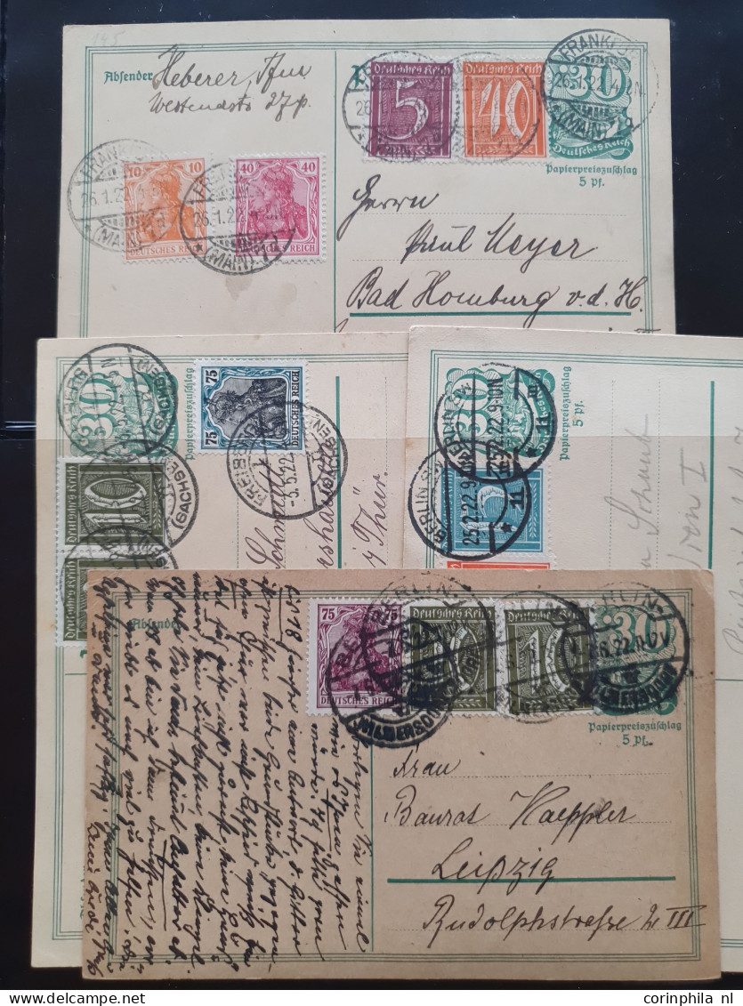 Cover 1920-1923 collection postal stationery infla, all used with and without additional frankings including better item