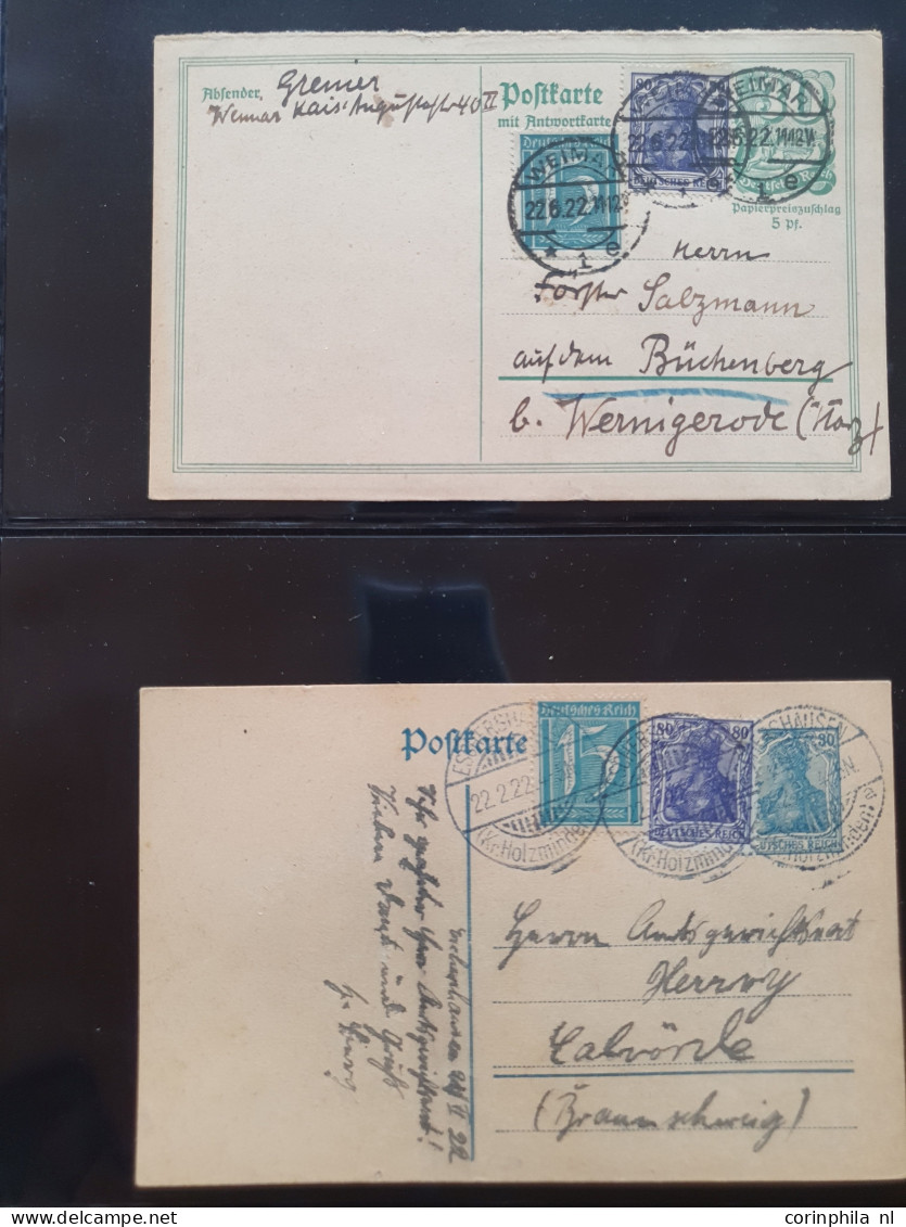 Cover 1920-1923 collection postal stationery infla, all used with and without additional frankings including better item