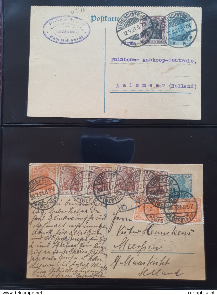 Cover 1920-1923 collection postal stationery infla, all used with and without additional frankings including better item