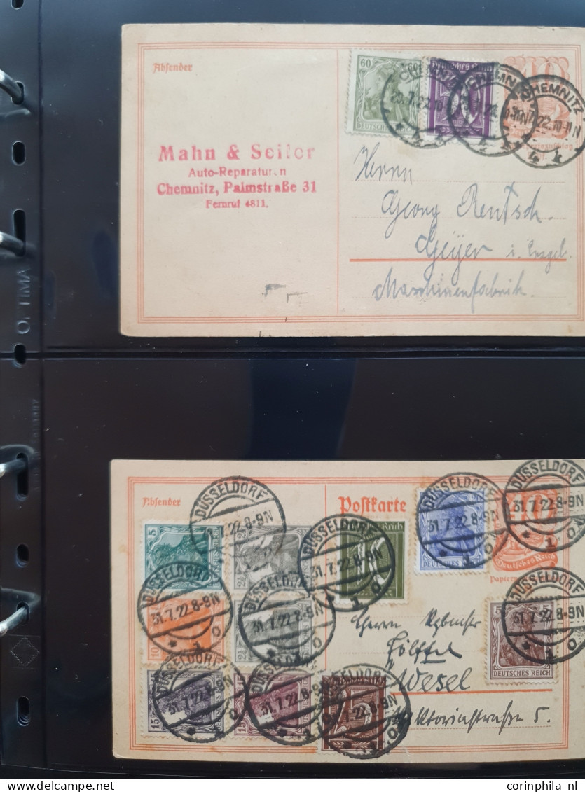 Cover 1920-1923 collection postal stationery infla, all used with and without additional frankings including better item