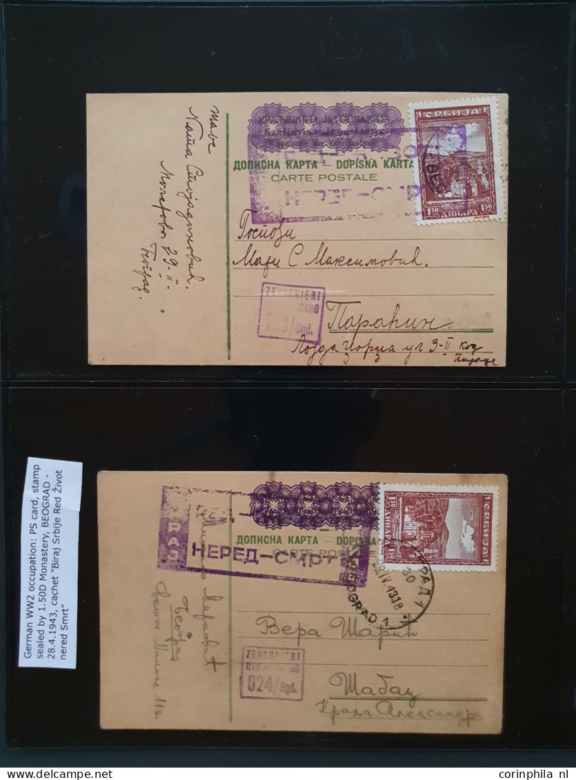 Cover 1941-1943 postal stationery cards (approx. 80 ex.) mainly used including many better ex. (3x. Mi. no. P4, P6 Vuk K