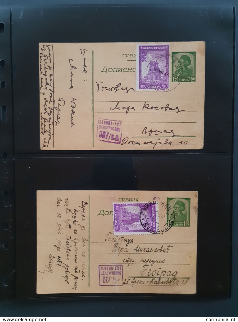Cover 1941-1943 postal stationery cards (approx. 80 ex.) mainly used including many better ex. (3x. Mi. no. P4, P6 Vuk K