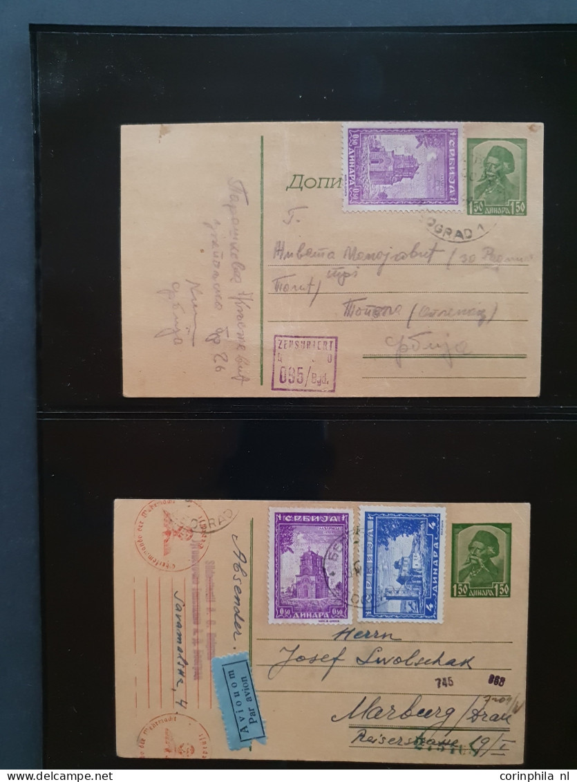 Cover 1941-1943 postal stationery cards (approx. 80 ex.) mainly used including many better ex. (3x. Mi. no. P4, P6 Vuk K