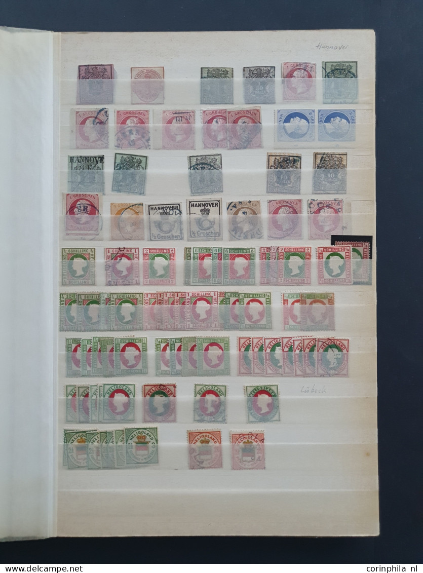 1860 onwards, stock used and */** including Old States, German Empire and German Colonies, large number of stamps with b