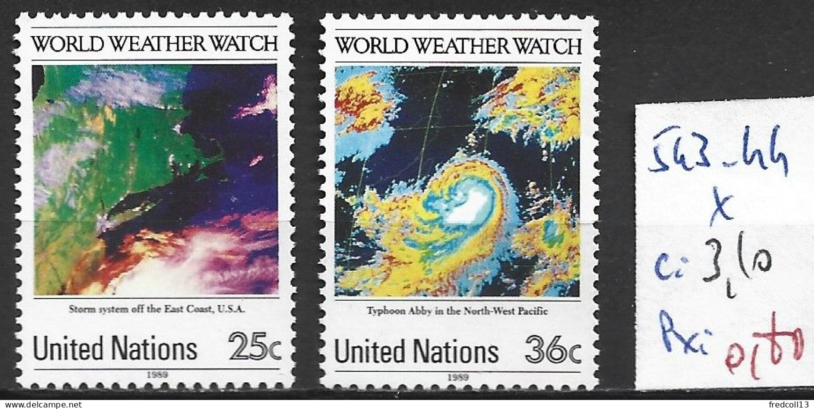 NATIONS UNIES OFFICE DE NEW-YORK 543-44 * Côte 3.10 € - Unused Stamps