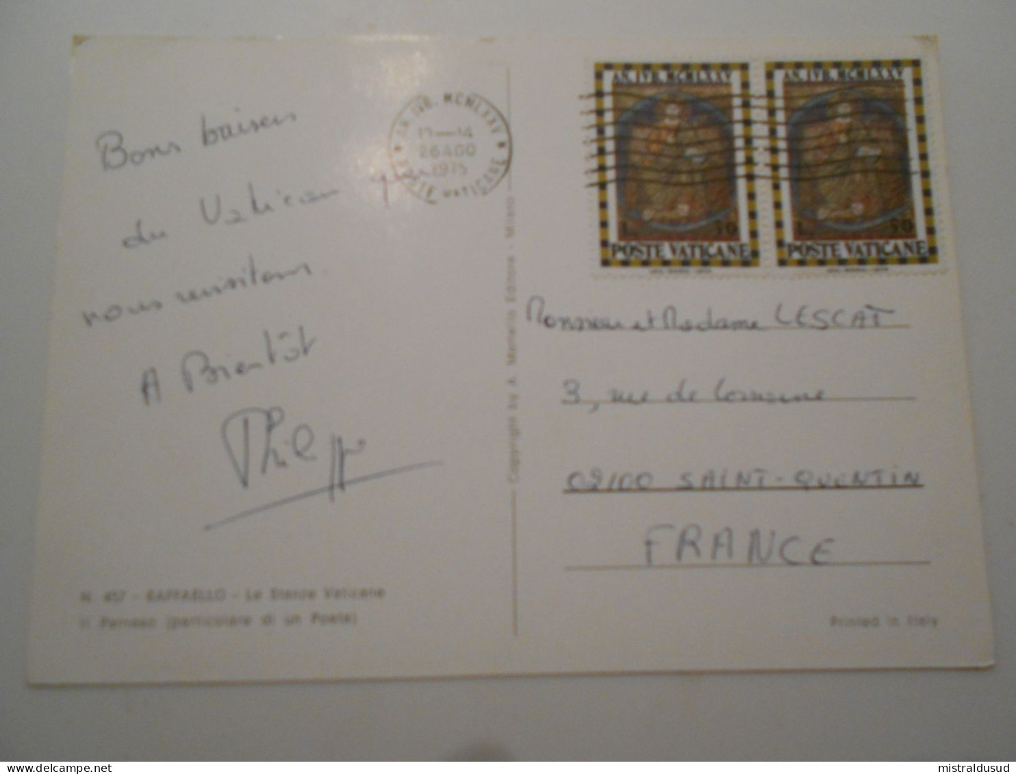 Vatican , Carte De Citta Del Vaticano 1975 Pour Saint-quentin - Lettres & Documents