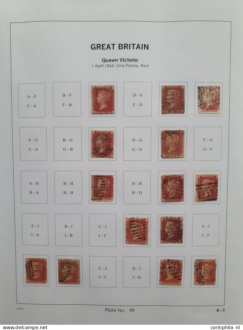 1864 - 1879 Penny Red SG 43-44 Plates 98-123 Plate Reconstructions In Mixed Quality, Approx 2700 Ex. On Neatly Designed  - Autres & Non Classés