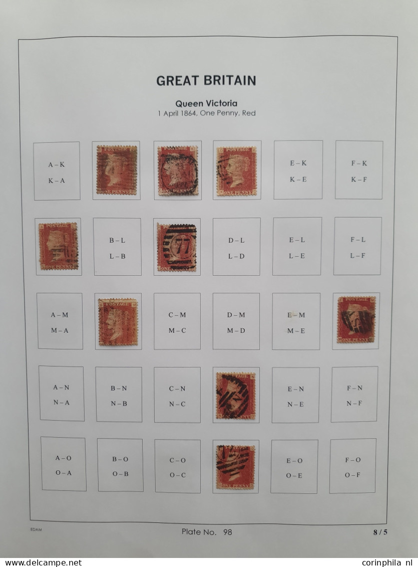 1864 - 1879 Penny Red SG 43-44 Plates 98-123 Plate Reconstructions In Mixed Quality, Approx 2700 Ex. On Neatly Designed  - Autres & Non Classés