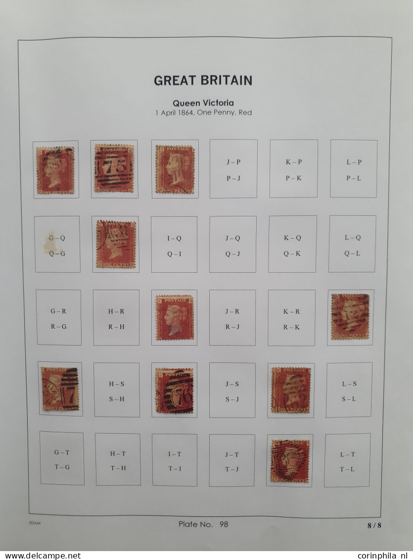 1864 - 1879 penny red SG 43-44 plates 98-123 plate reconstructions in mixed quality, approx 2700 ex. on neatly designed 