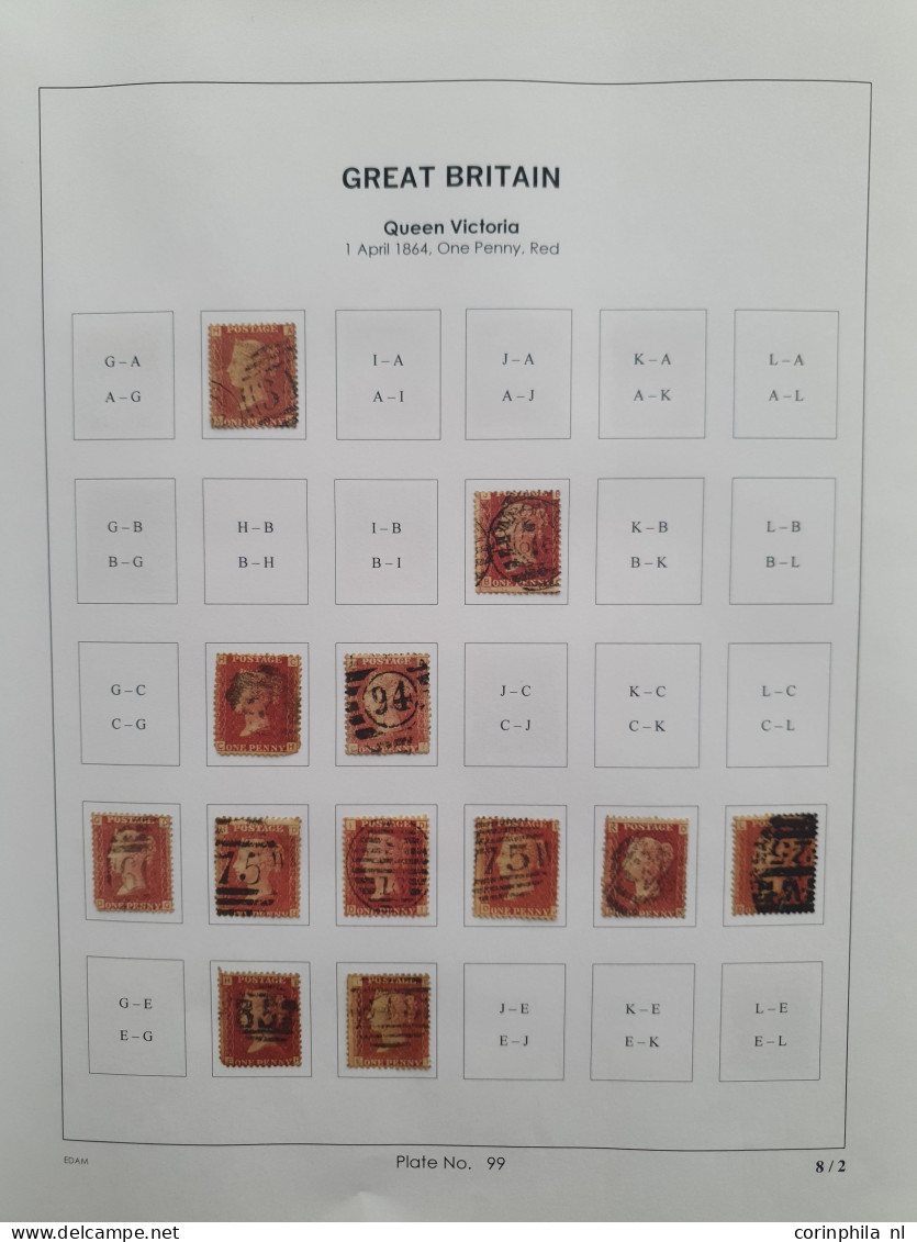 1864 - 1879 penny red SG 43-44 plates 98-123 plate reconstructions in mixed quality, approx 2700 ex. on neatly designed 