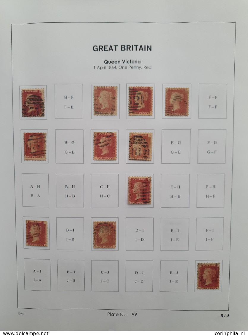 1864 - 1879 penny red SG 43-44 plates 98-123 plate reconstructions in mixed quality, approx 2700 ex. on neatly designed 