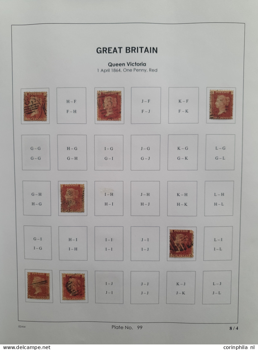 1864 - 1879 penny red SG 43-44 plates 98-123 plate reconstructions in mixed quality, approx 2700 ex. on neatly designed 