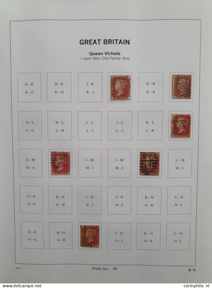 1864 - 1879 penny red SG 43-44 plates 98-123 plate reconstructions in mixed quality, approx 2700 ex. on neatly designed 