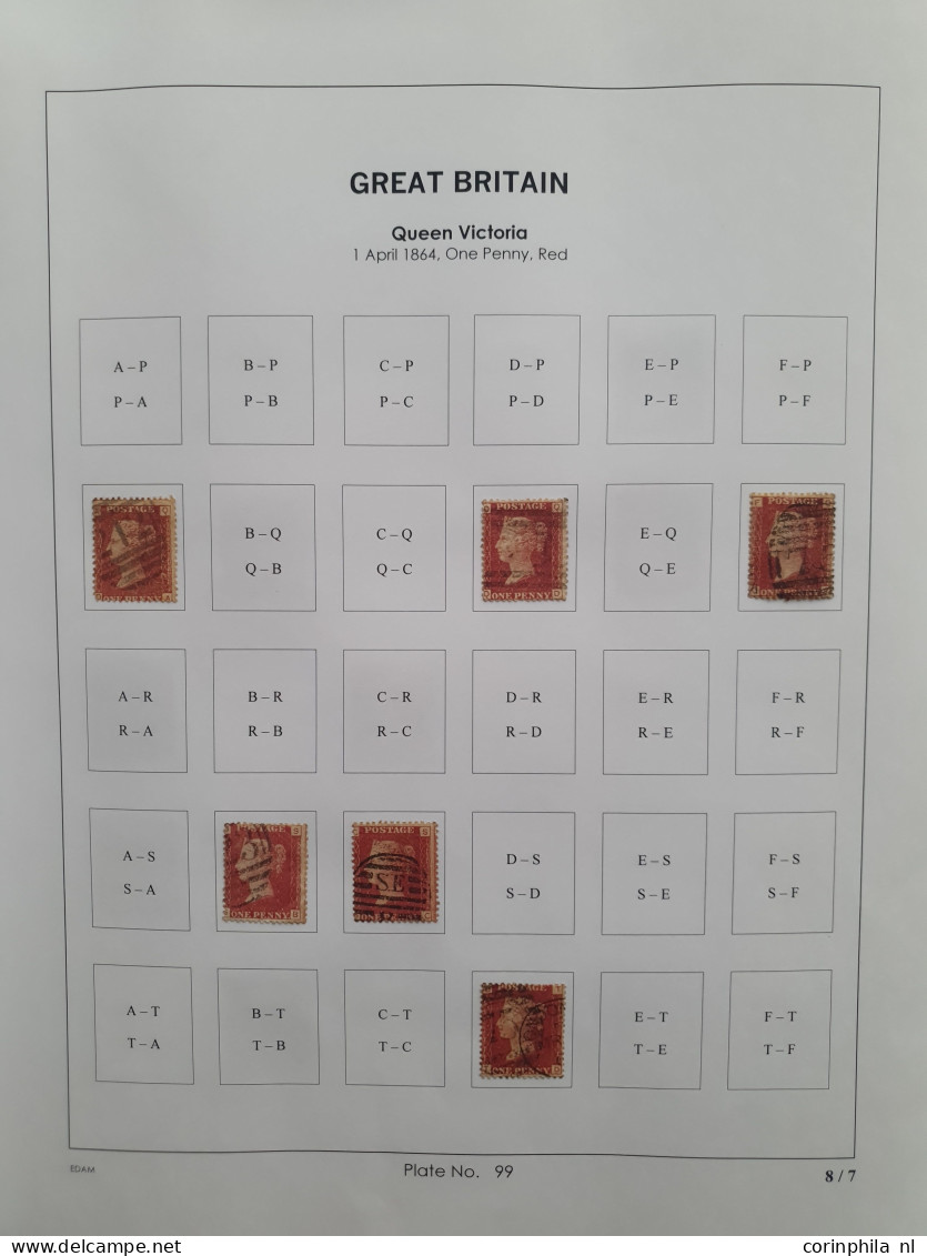 1864 - 1879 penny red SG 43-44 plates 98-123 plate reconstructions in mixed quality, approx 2700 ex. on neatly designed 