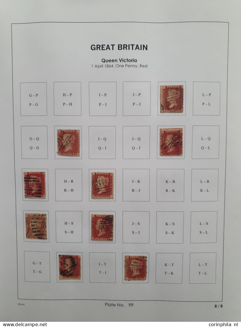 1864 - 1879 penny red SG 43-44 plates 98-123 plate reconstructions in mixed quality, approx 2700 ex. on neatly designed 