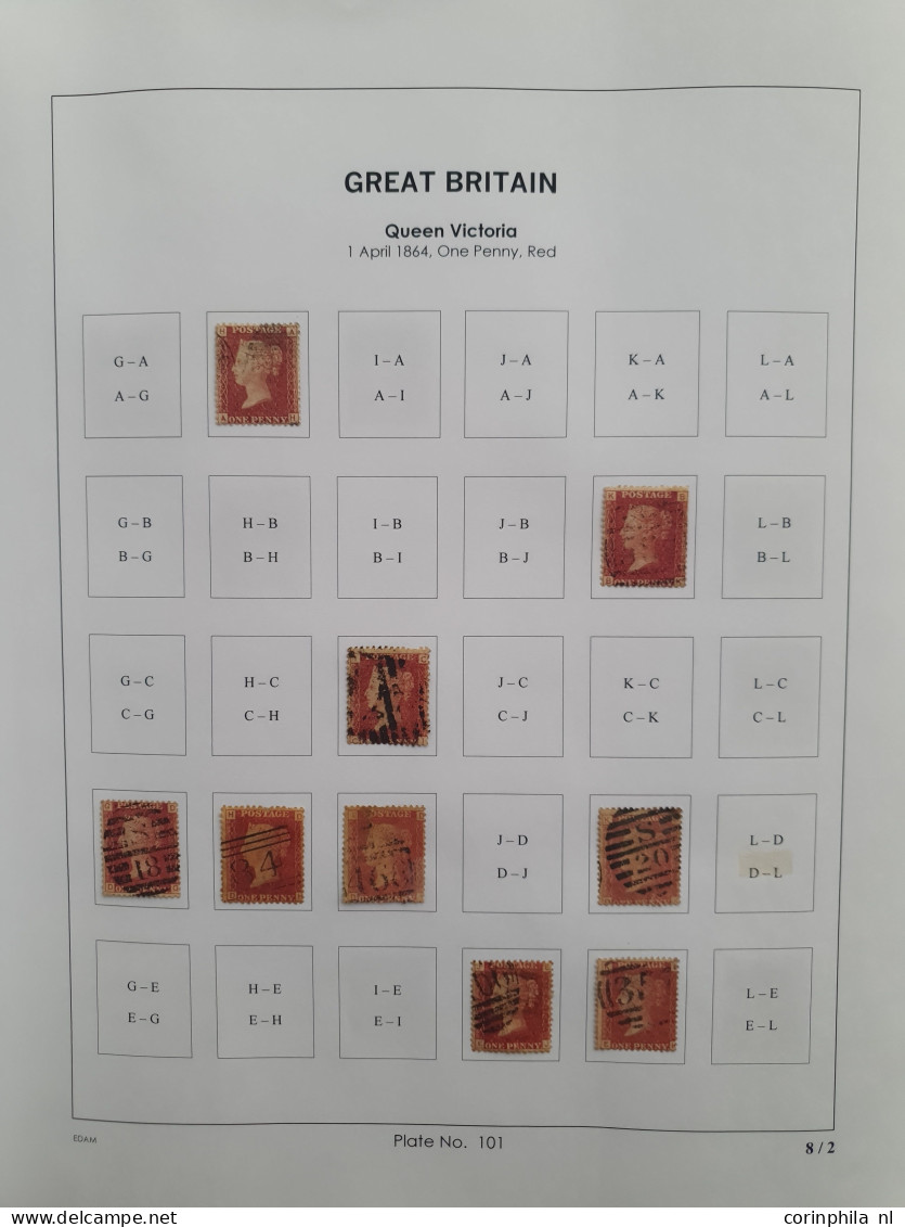 1864 - 1879 penny red SG 43-44 plates 98-123 plate reconstructions in mixed quality, approx 2700 ex. on neatly designed 