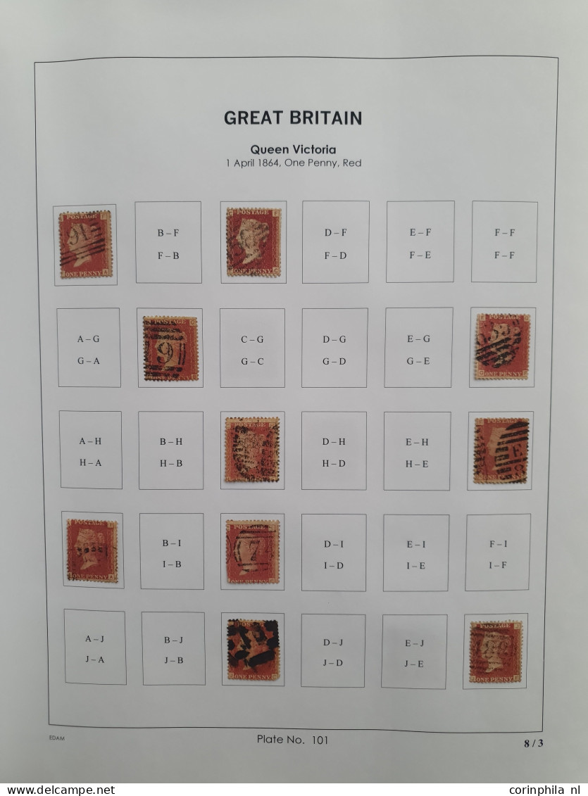 1864 - 1879 penny red SG 43-44 plates 98-123 plate reconstructions in mixed quality, approx 2700 ex. on neatly designed 