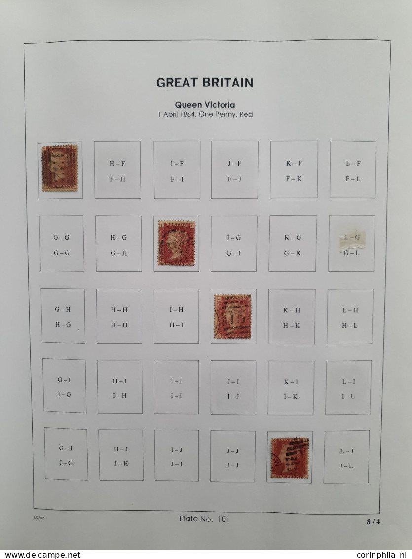 1864 - 1879 penny red SG 43-44 plates 98-123 plate reconstructions in mixed quality, approx 2700 ex. on neatly designed 