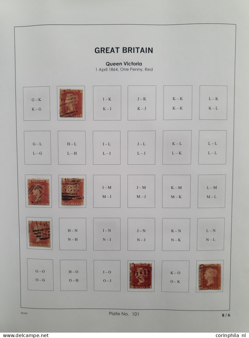 1864 - 1879 penny red SG 43-44 plates 98-123 plate reconstructions in mixed quality, approx 2700 ex. on neatly designed 