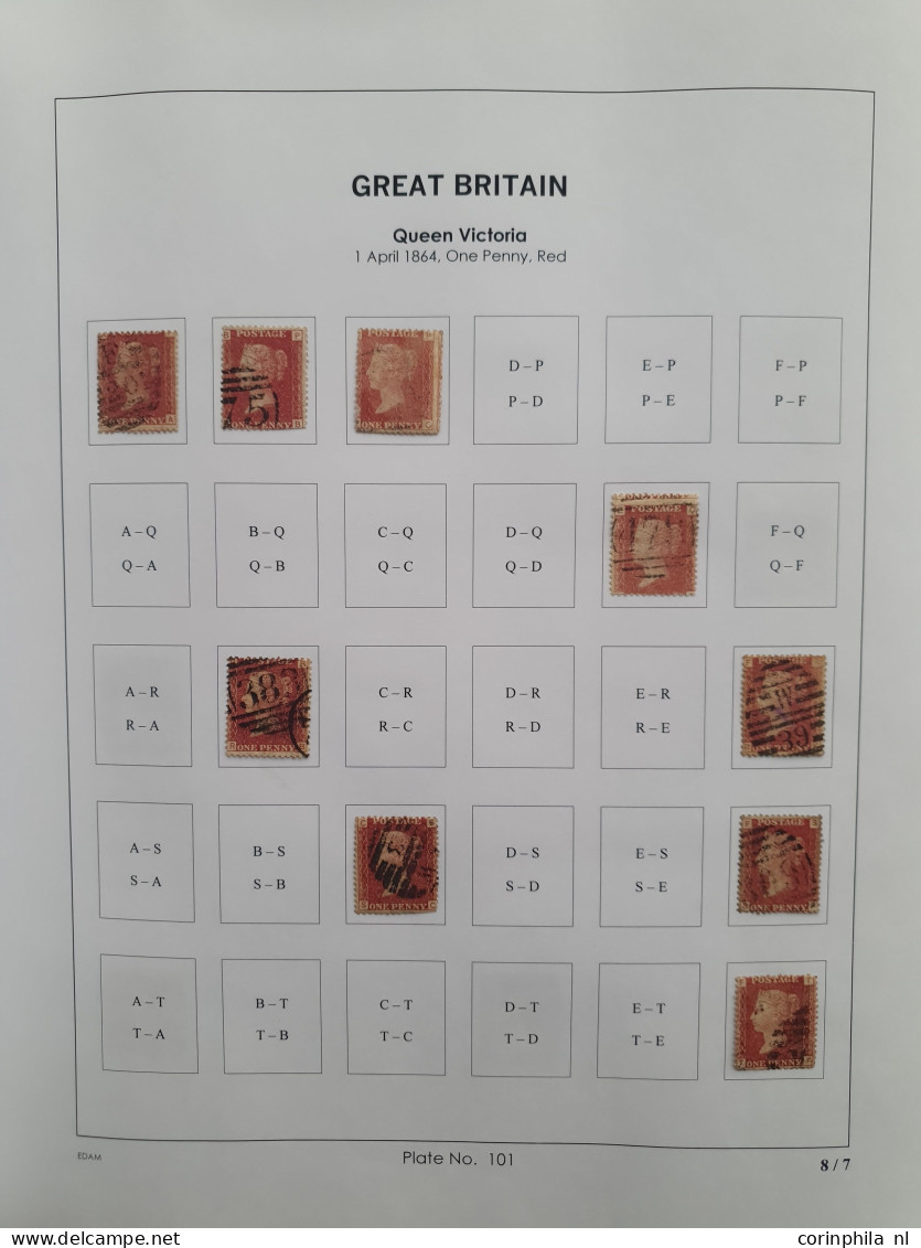 1864 - 1879 penny red SG 43-44 plates 98-123 plate reconstructions in mixed quality, approx 2700 ex. on neatly designed 