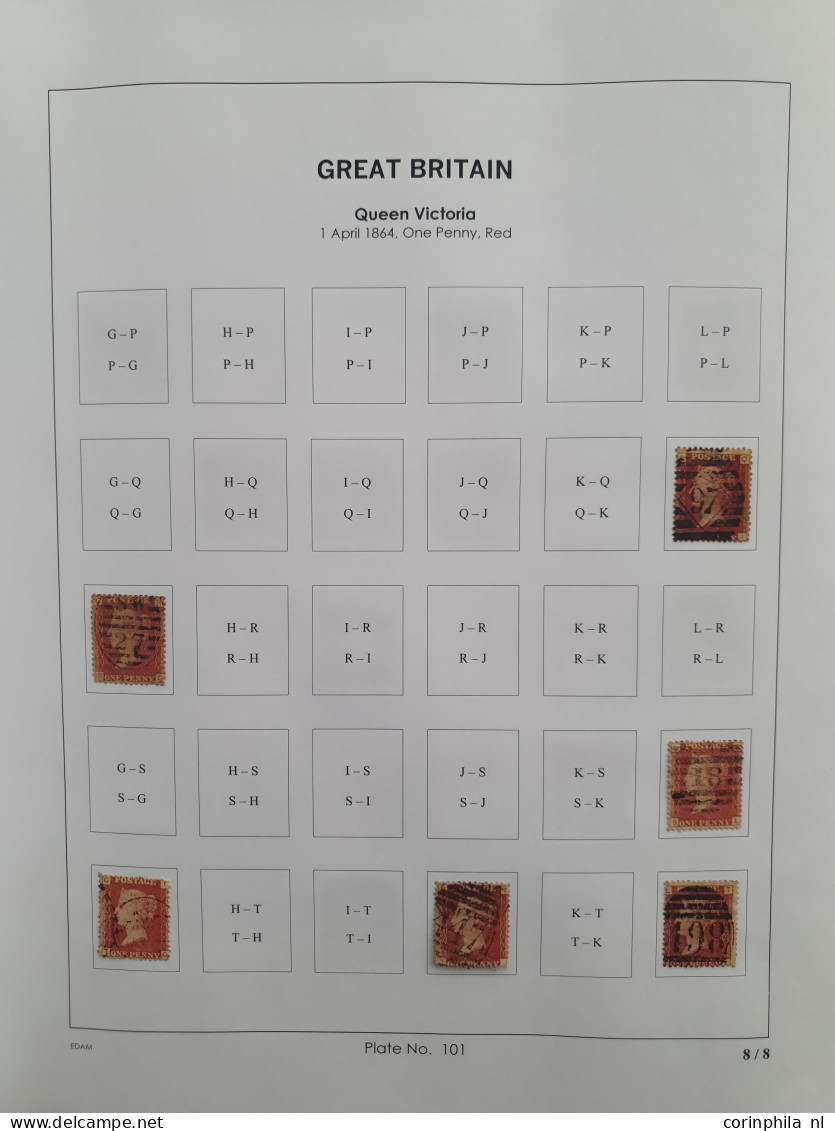 1864 - 1879 penny red SG 43-44 plates 98-123 plate reconstructions in mixed quality, approx 2700 ex. on neatly designed 