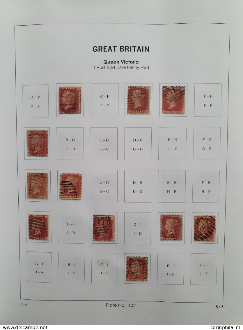 1864 - 1879 penny red SG 43-44 plates 98-123 plate reconstructions in mixed quality, approx 2700 ex. on neatly designed 