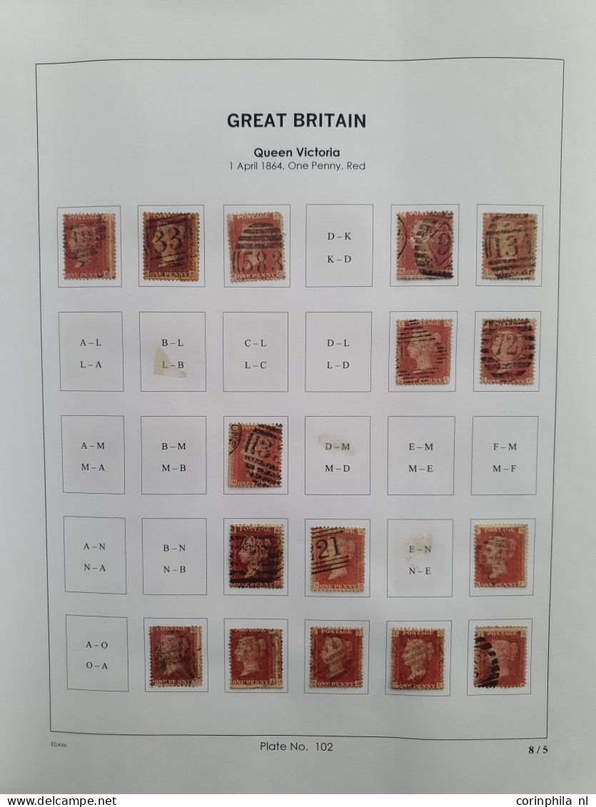 1864 - 1879 penny red SG 43-44 plates 98-123 plate reconstructions in mixed quality, approx 2700 ex. on neatly designed 