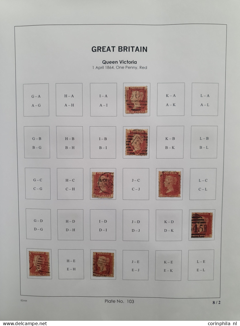 1864 - 1879 penny red SG 43-44 plates 98-123 plate reconstructions in mixed quality, approx 2700 ex. on neatly designed 