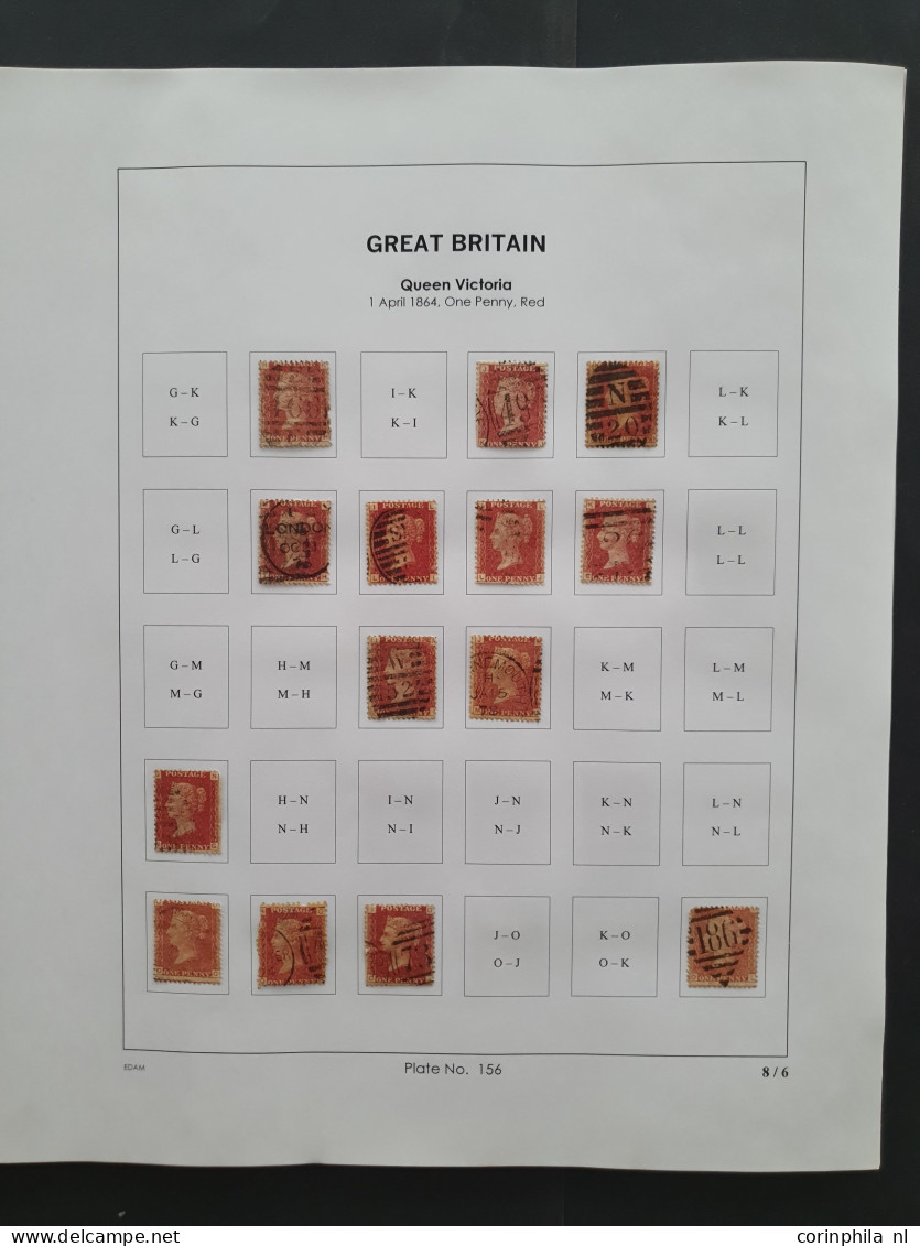 1864 - 1879 penny red SG 43-44 plates 152-177 plate reconstructions in mixed quality, approx 2670 ex. on neatly designed