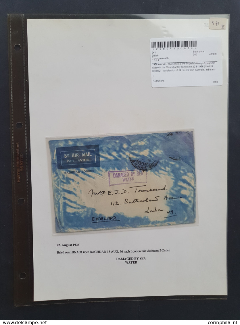 Cover , Airmail 1936 Airmail - The Crash Of The Imperial Airways Flying Boat Scipio In The Mirabella Bay (Crete) On 22-8 - Autres & Non Classés