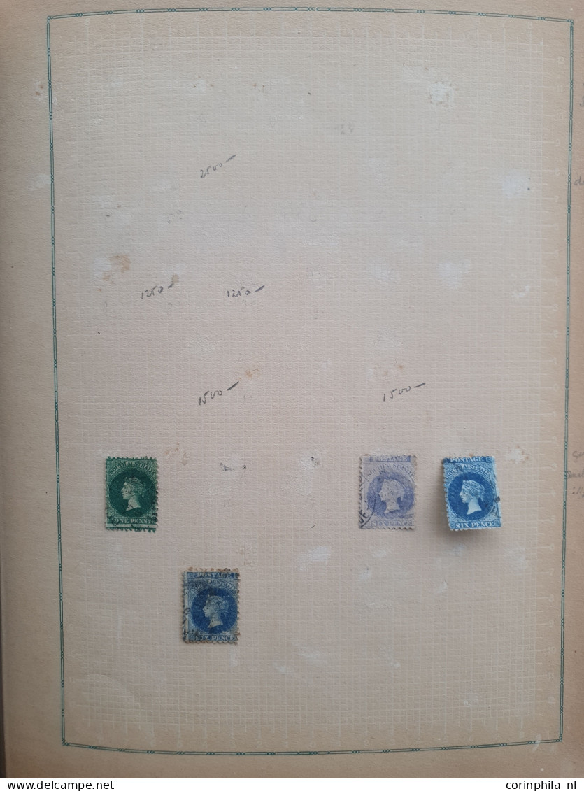 Australian States 1850 onwards in mixed quality including some foxing with better items on album leaves in binder