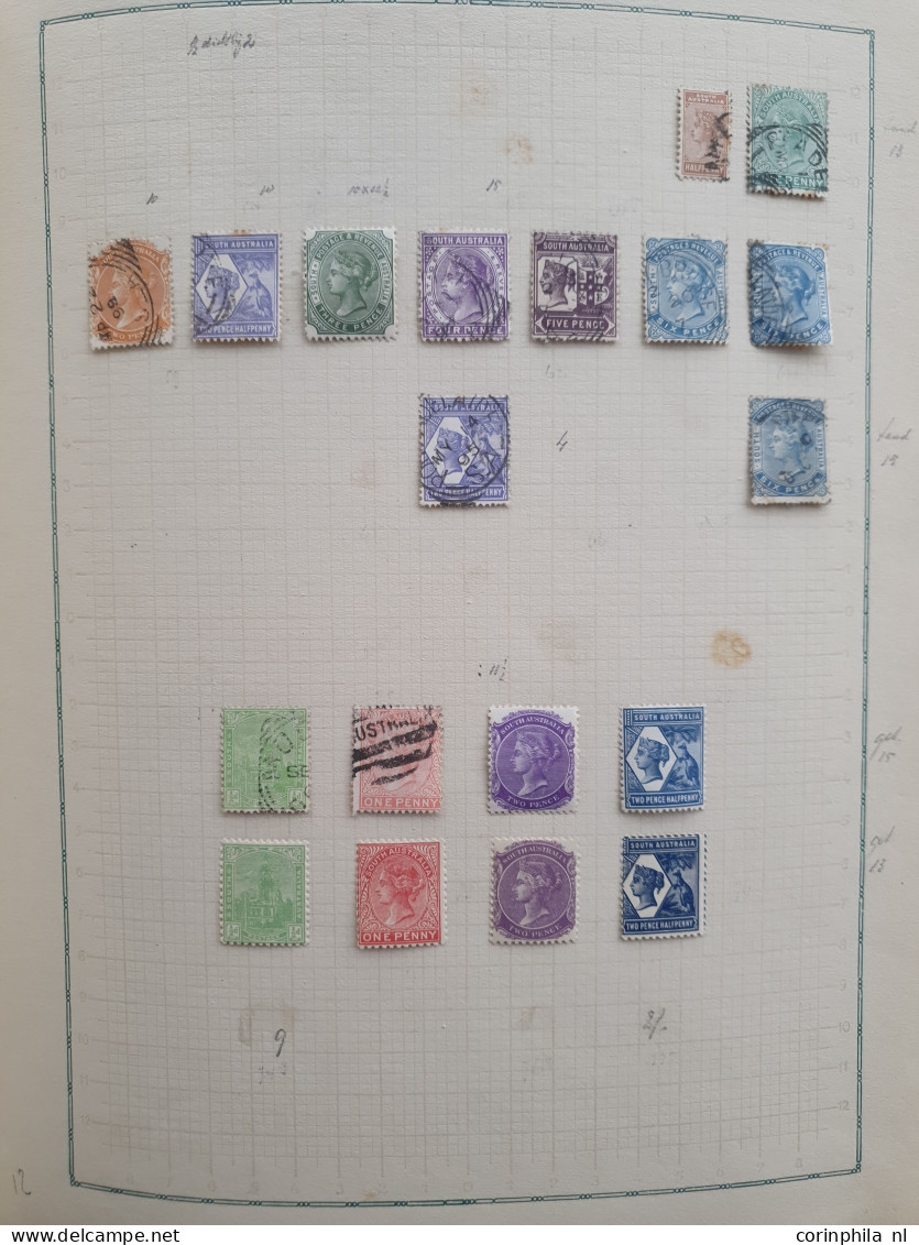 Australian States 1850 onwards in mixed quality including some foxing with better items on album leaves in binder