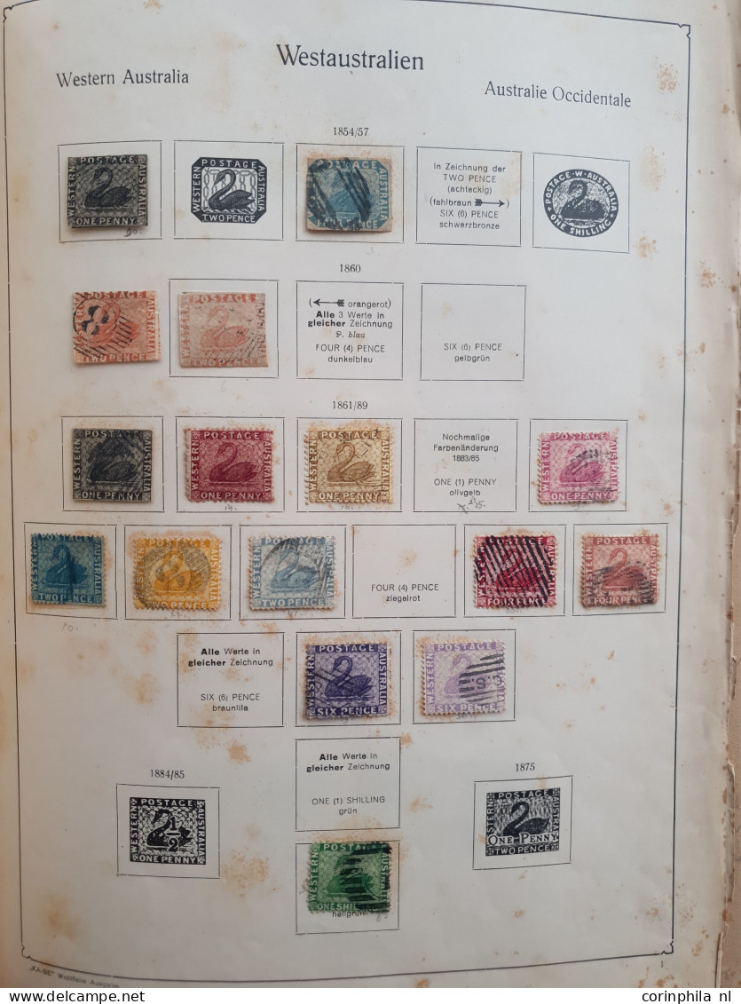 Australian States 1850 onwards in mixed quality including some foxing with better items on album leaves in binder