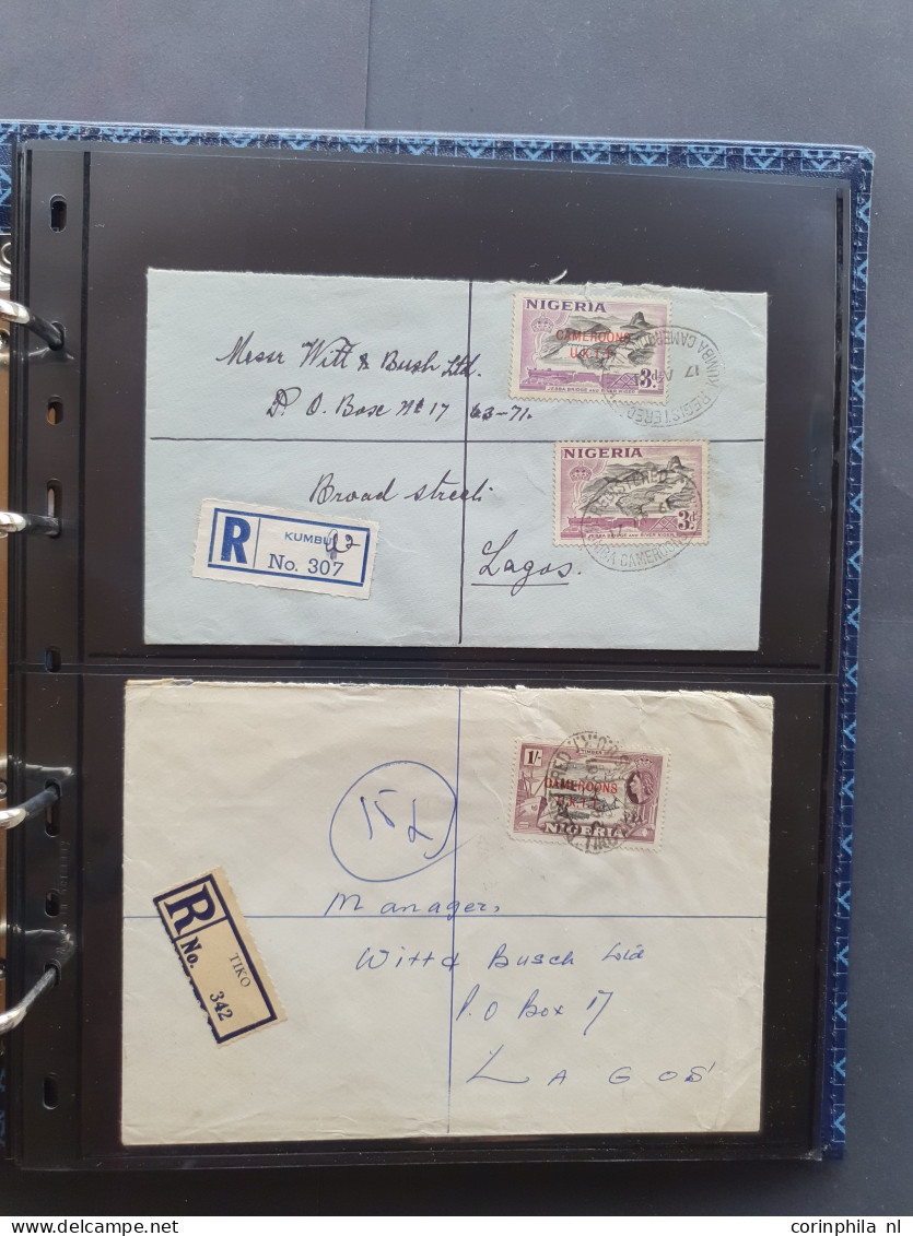 Cover 1932 onwards postal history (covers and postal stationery) including mixed frankings, postmarks, registered (Buea,