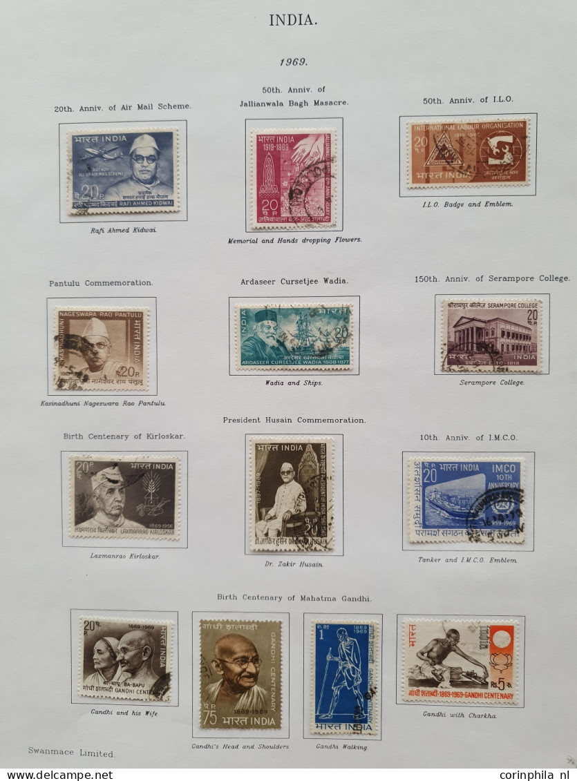 1947-1997 collection used including Ghandi set (SG 305-308) and stock Indore/Holkar and some additional states in Swanma