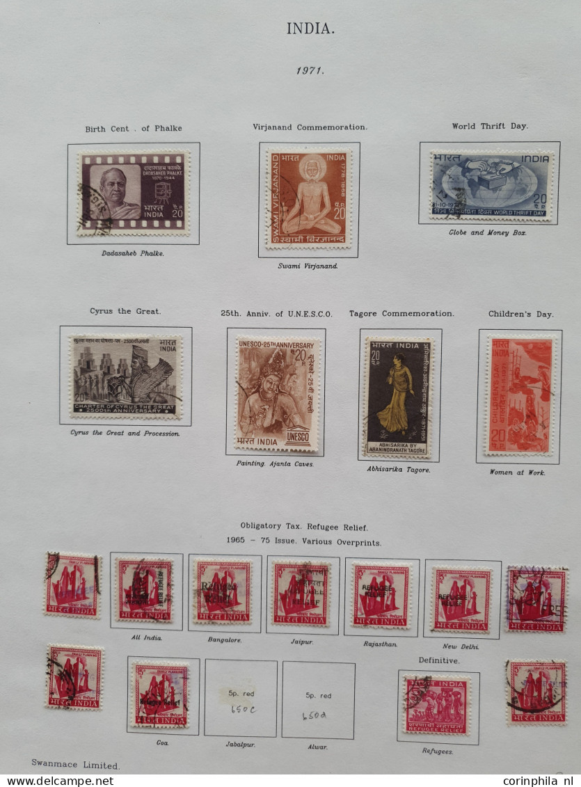 1947-1997 collection used including Ghandi set (SG 305-308) and stock Indore/Holkar and some additional states in Swanma