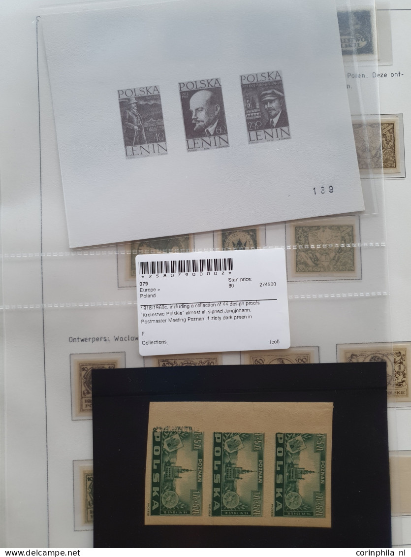 1918/1960c. Including A Collection Of 44 Design Proofs "Krolestwo Polskie" Almost All Signed Jungjohann, Postmaster Meet - Otros & Sin Clasificación
