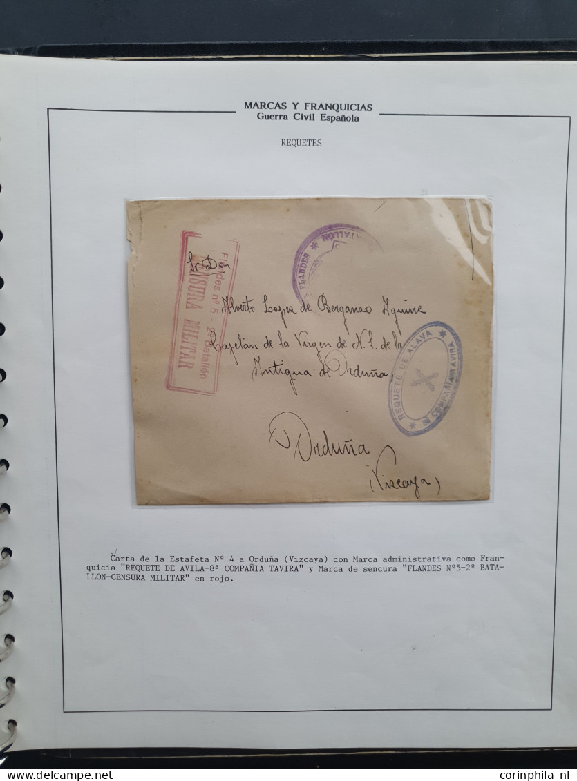 Cover 1937-1937, 8 Stampless Covers From The Civil War (so Called Requetes) In Ring Binder - Other & Unclassified