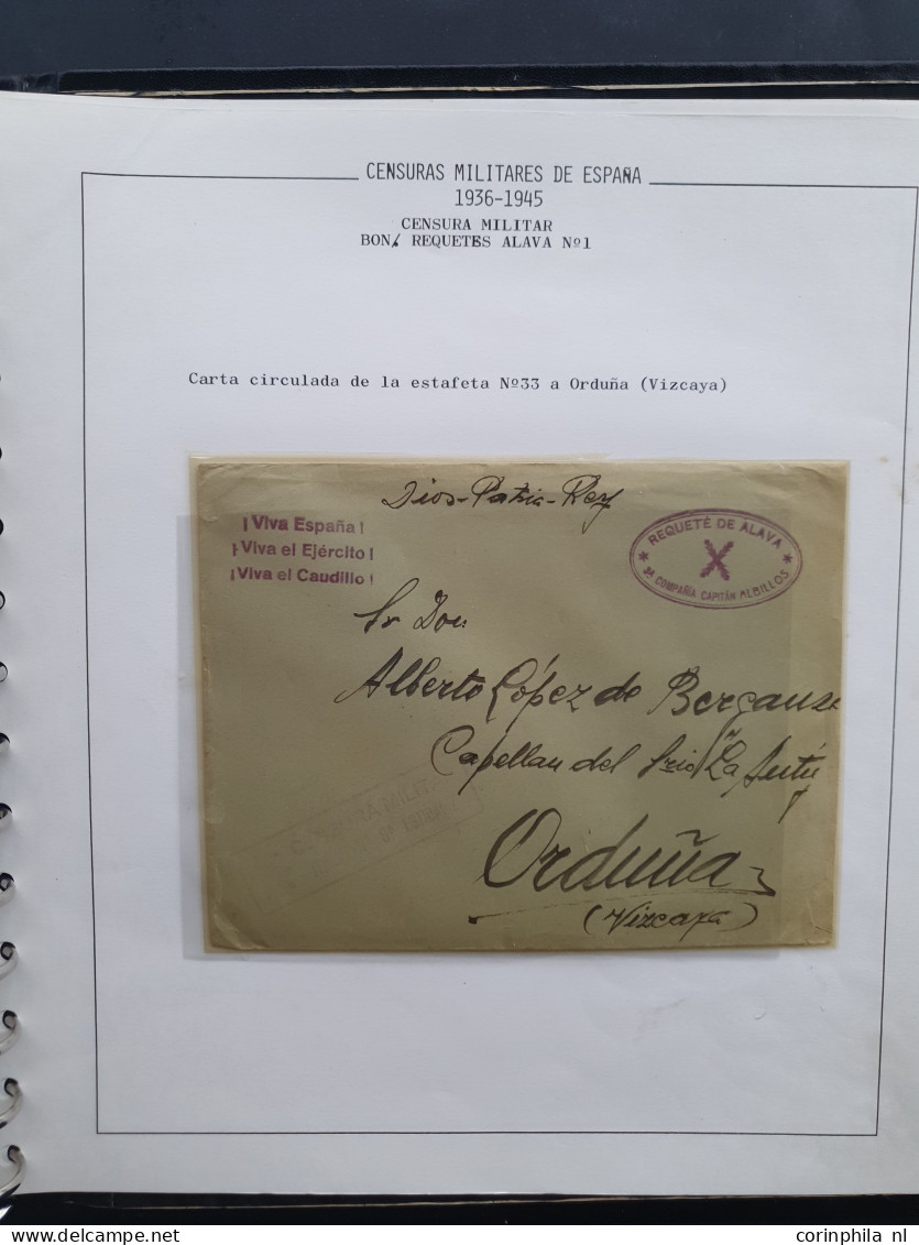 Cover 1937-1937, 8 stampless covers from the Civil War (so called Requetes) in ring binder