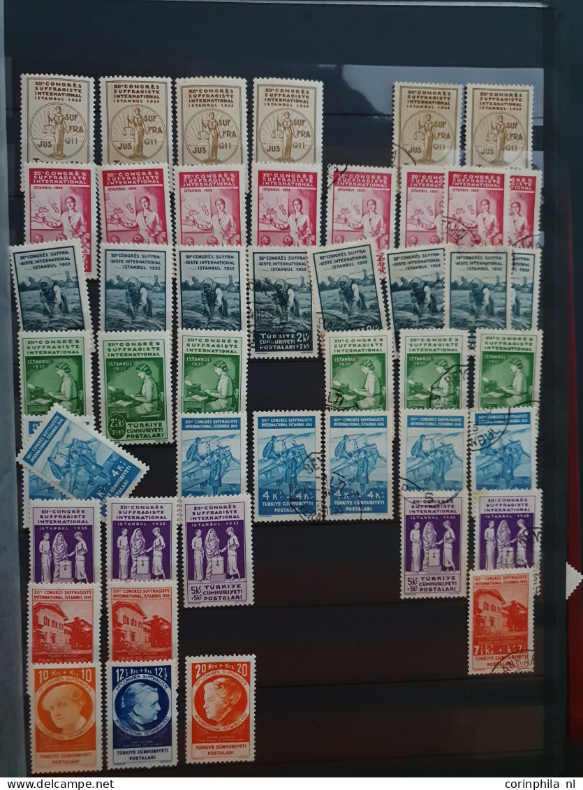 1865-1960, extensive specialized stock used and */** with better stamps and sets in 17 stockbooks in large box.