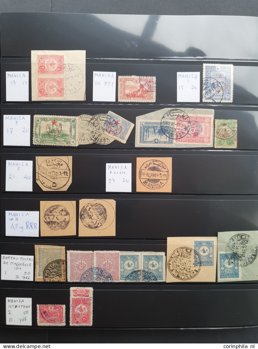 1865-1920 ca., cancellations, collection on various values and issues (starting with Duloz) alphabetically arranged in 9